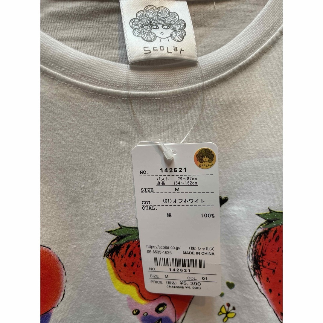 ScoLar(スカラー)のscolar スカラー　142621：イチゴと花ハートプリントTシャツ レディースのトップス(Tシャツ(半袖/袖なし))の商品写真