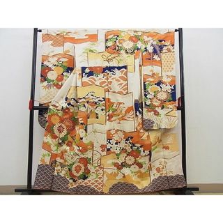 平和屋野田店■豪華振袖　駒刺繍　花車吉祥屏風文　金彩　逸品　BAAB1834cw　(振袖)