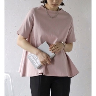 ボンジュールサガン(BONJOUR SAGAN)のボンジュールサガン　裾フレアTシャツ　ピンク(Tシャツ(半袖/袖なし))