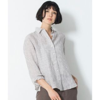 ニジュウサンク(23区)の23区 L★美品★ ＬＩＢＥＣＯリネンシャツ　ストライプ  44(シャツ/ブラウス(長袖/七分))