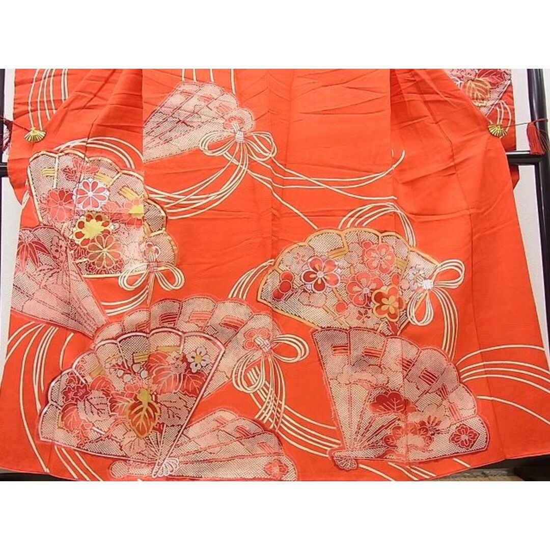 平和屋野田店■豪華振袖　駒刺繍　檜扇鹿の子花文　金銀彩　逸品　BAAC1850hv レディースの水着/浴衣(振袖)の商品写真