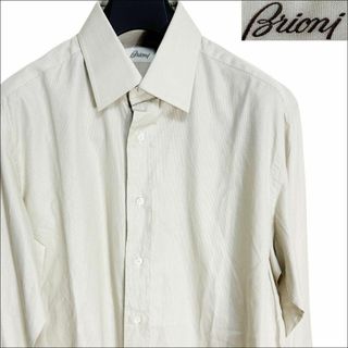 ブリオーニ(Brioni)のJ6312 美品 ブリオーニ ピンチェック柄シャツ ベージュブラウン R/16(シャツ)