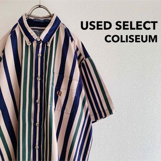 古着 “COLISEUM” Striped Shirt / 刺繍ロゴ アイビー(シャツ)