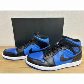 ナイキ(NIKE)のナイキ エア ジョーダン 1 MID 29.5㎝ 新品 ブラック/ブルー(スニーカー)