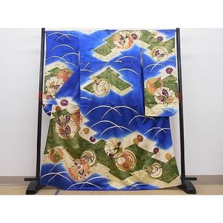 平和屋野田店■豪華振袖　駒刺繍　雪輪花蝶文　暈し染め　金彩　逸品　BAAC5237hj(振袖)