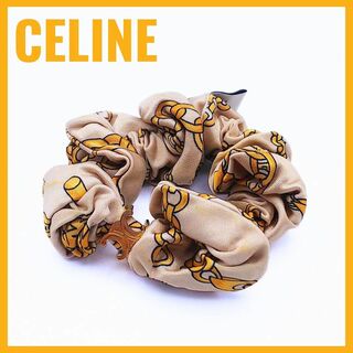 celine - セリーヌ トリオンフ シルク シュシュ ベージュ チェーン柄 ビスコース 美品