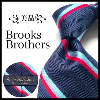 ブルックスブラザース(Brooks Brothers)の꧁美品꧂ ブルックスブラザーズ ネクタイ ストライプ ヘリンボーン ネイビー(ネクタイ)