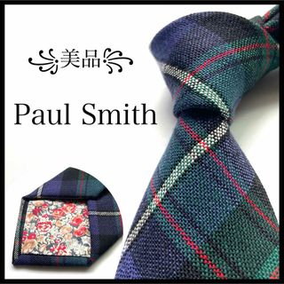 Paul Smith - ꧁美品꧂ ポールスミス ネクタイ タータンチェック 花柄 ブルー グリーン