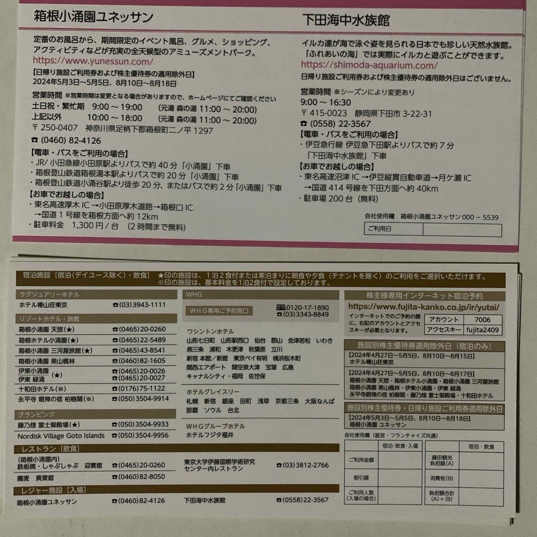 藤田観光　株主優待　2+5枚 チケットの施設利用券(その他)の商品写真
