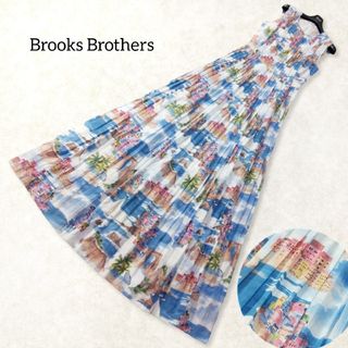 Brooks Brothers - ブルックスブラザーズ ✿ 総柄 ロングワンピース マキシ 0 ブルー リゾート