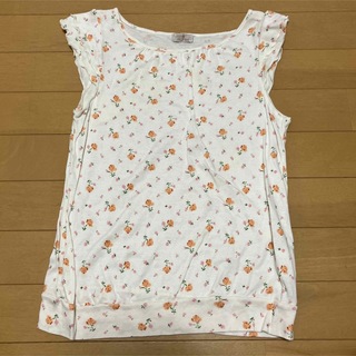 Tシャツ　クリーム×オレンジ　薔薇(Tシャツ(半袖/袖なし))