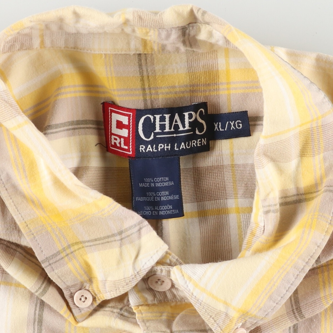 Ralph Lauren(ラルフローレン)の古着 90年代 ラルフローレン Ralph Lauren CHAPS チャップス 半袖 ボタンダウン チェックシャツ メンズXL ヴィンテージ /eaa441180 メンズのトップス(シャツ)の商品写真