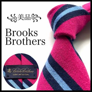 ブルックスブラザース(Brooks Brothers)の꧁美品꧂ ブルックスブラザーズ ネクタイ ナロータイ ストライプ ウール レッド(ネクタイ)