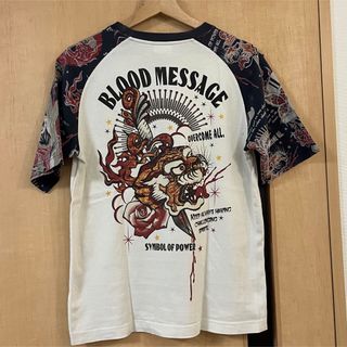 ブラッドメッセージ(BLOOD MESSAGE)のブラッドメッセージ　ラグランＴシャツ　ユーズド　サイズ３８(Tシャツ/カットソー(半袖/袖なし))