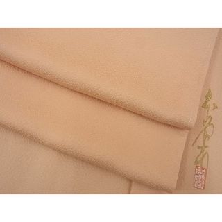 平和屋野田店■本草木染作家　瑞寶　色無地　紋意匠　赤香色　逸品　BAAC4130fw(着物)