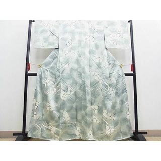 平和屋野田店■上質な小紋　手描き　舞花文　ぼかし染め　逸品　BAAC3852gt(着物)