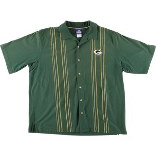 古着 リーボック Reebok NFL GREENBAY PACKERS グリーンベイパッカーズ ストライプ柄 半袖 オープンカラー シャツ メンズXL /eaa441176