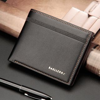 メンズ　折りたたみ　財布　カードケース　黒　レザー　スタイリッシュ　軽量　薄型　(折り財布)
