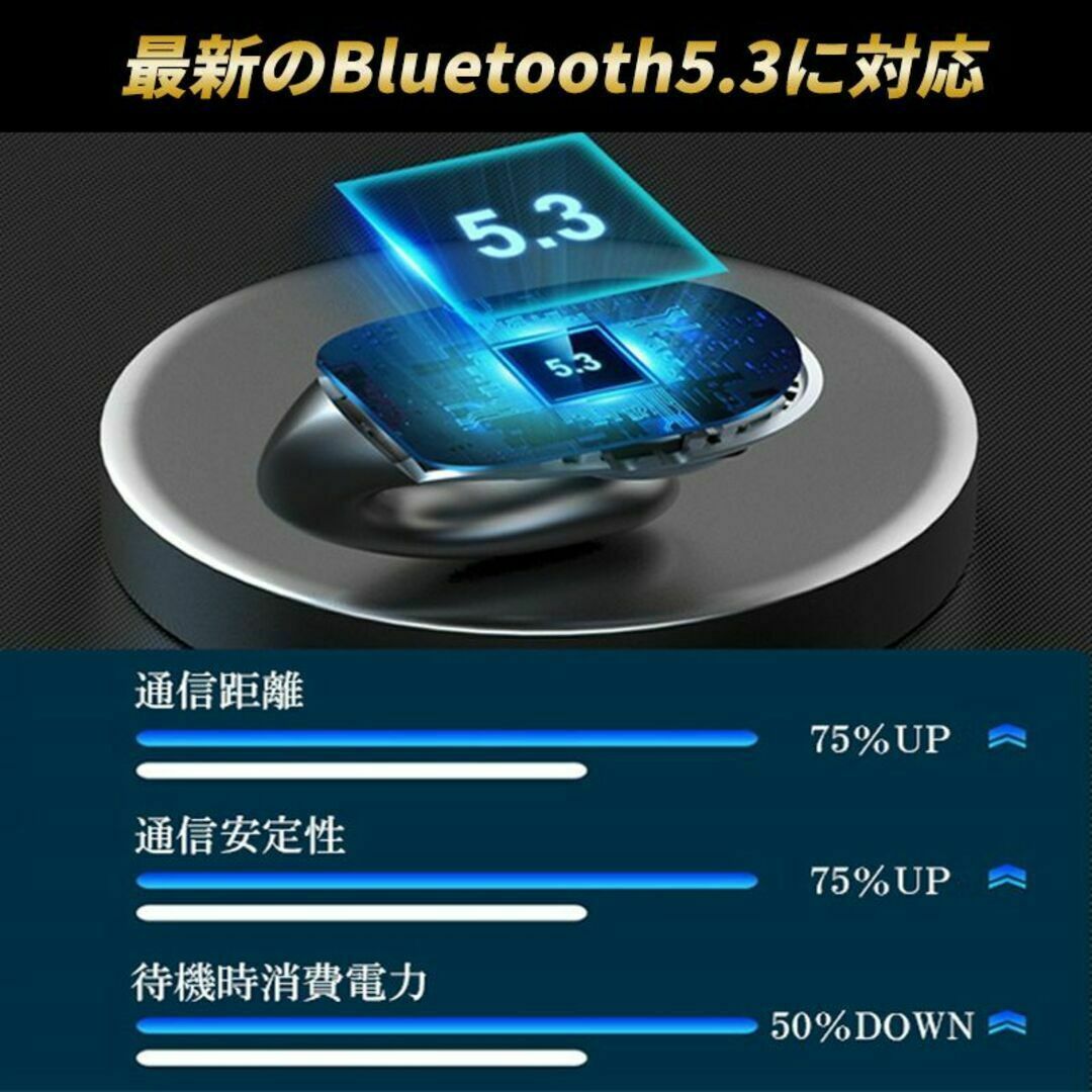 最新 骨伝導 イヤホン ホワイト イヤーカフ型 ワイヤレス Bluetooth スマホ/家電/カメラのオーディオ機器(ヘッドフォン/イヤフォン)の商品写真