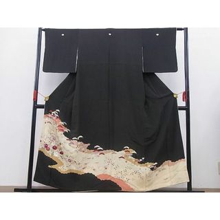 平和屋野田店■豪華黒留袖　刺繍　雲取り吉祥花文　金彩　逸品　BAAC5648gh(着物)