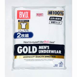 ビーブイディー(BVD)の【新品】B.V.D. Ｖ首半袖Tシャツ  Lサイズ　ホワイト　2枚組(シャツ)