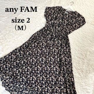 エニィファム(anyFAM)の【極美品】any FAM エニィファム 花柄 ロングワンピース 花柄 半袖 M(ロングワンピース/マキシワンピース)