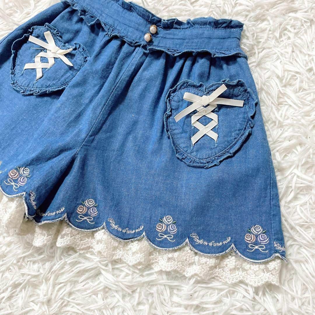 axes femme kids(アクシーズファムキッズ)のアクシーズファム キッズ パンツ 110 レース 花柄 刺繍 キュロット 子供服 キッズ/ベビー/マタニティのキッズ服女の子用(90cm~)(パンツ/スパッツ)の商品写真