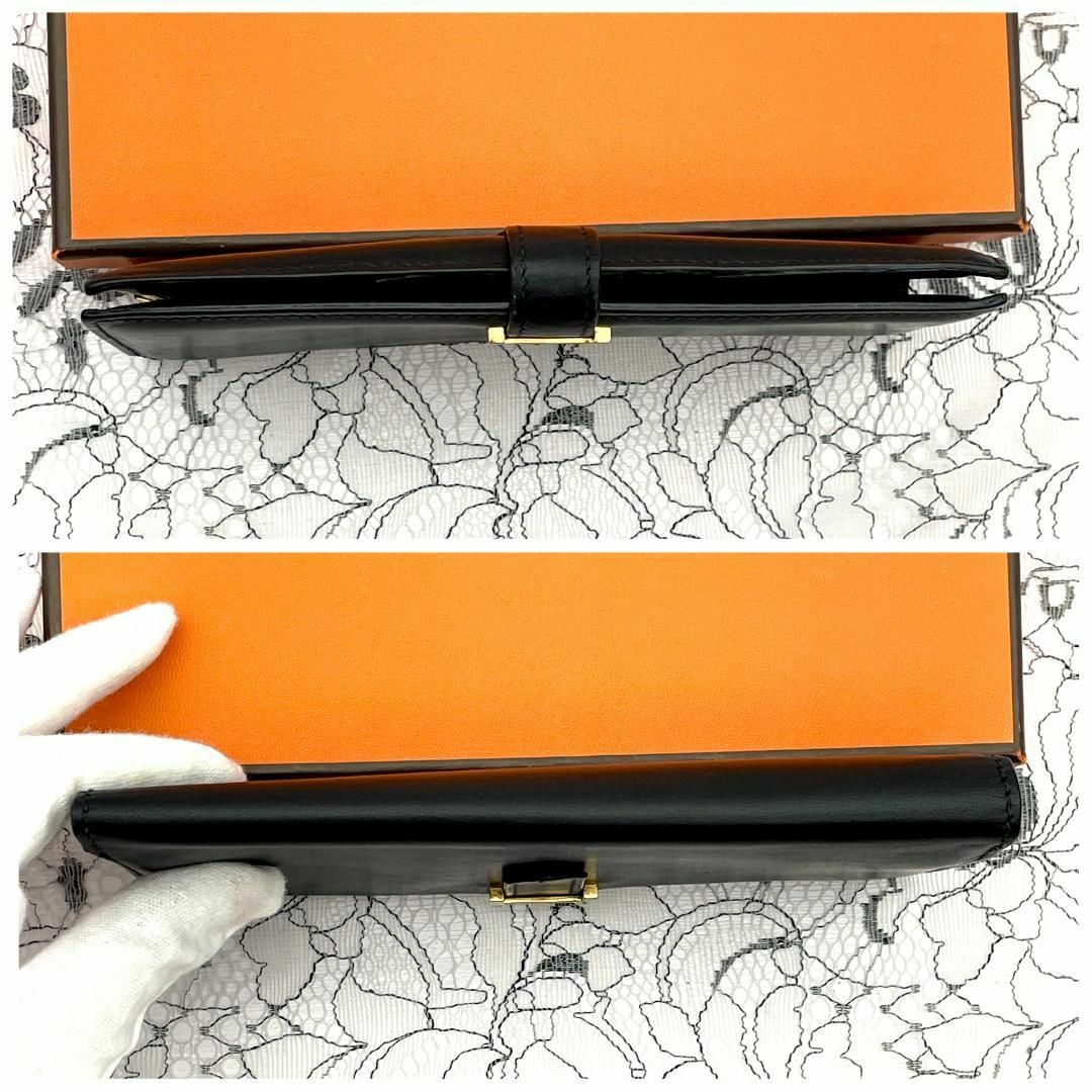 Hermes(エルメス)の★美品★　HERMES　エルメス　ベアン　ボックススカーフ　ブラック　長財布 レディースのファッション小物(財布)の商品写真