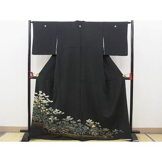 平和屋野田店■豪華黒留袖　駒刺繍　松林　金彩　逸品　BAAC2905hv(着物)