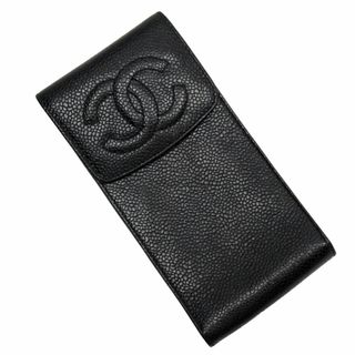 シャネル(CHANEL)のシャネル CHANEL メガネケース ココマーク キャビアスキンレザー ブラック レディース 送料無料【中古】 w0201(サングラス/メガネ)