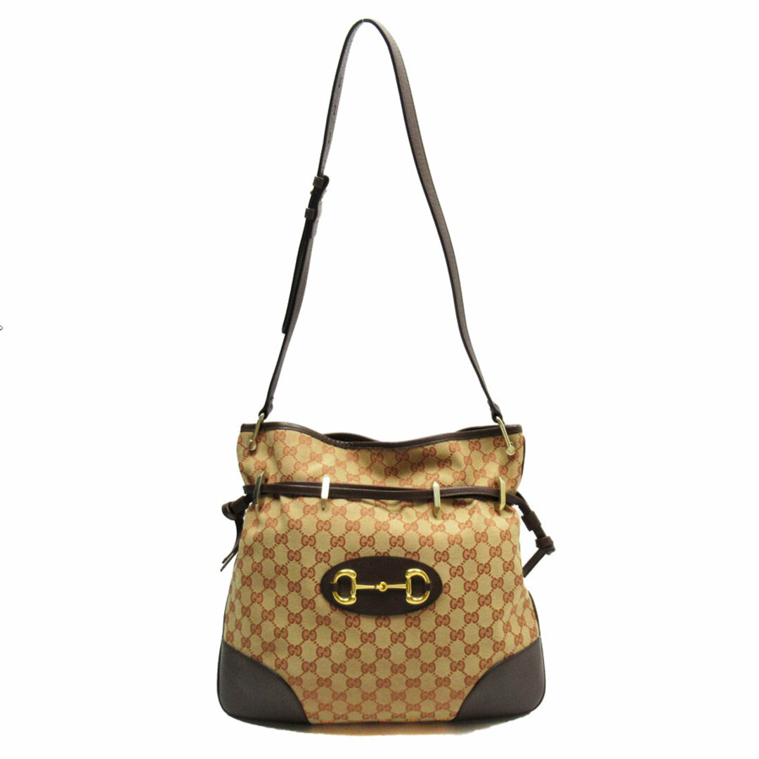 Gucci(グッチ)のグッチ GUCCI ショルダーバッグ GGキャンバス ホースビット キャンバス/レザー オレンジベージュ/ブラウン ゴールド レディース 602089 送料無料【中古】 w0207a レディースのバッグ(ショルダーバッグ)の商品写真