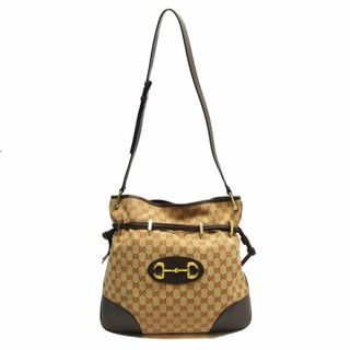 グッチ(Gucci)のグッチ GUCCI ショルダーバッグ GGキャンバス ホースビット キャンバス/レザー オレンジベージュ/ブラウン ゴールド レディース 602089 送料無料【中古】 w0207a(ショルダーバッグ)