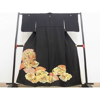 平和屋野田店■豪華黒留袖　駒刺繍　雲取り地紙吉祥花文　金彩　逸品　BAAC4002yt(着物)