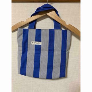 ハンドメイド　ブルー　ストライプ　手提げ鞄(バッグ)