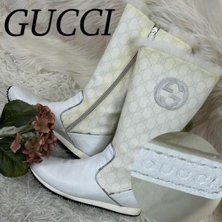 グッチ(Gucci)のグッチ レディース ブーツ イタリア製 ホワイト 23.5cm 36(ブーツ)