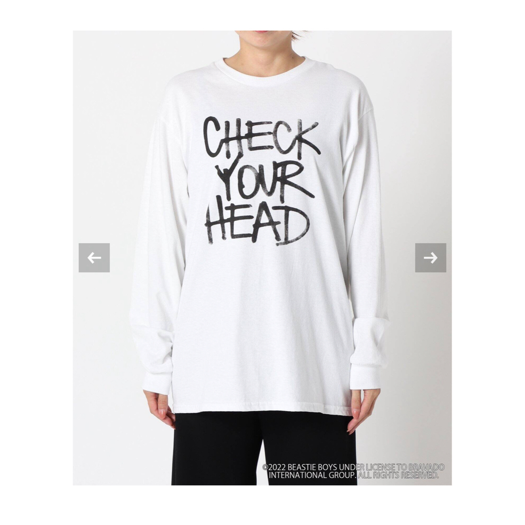 AP STUDIO(エーピーストゥディオ)のCHECK YOUR HEAD”ロングスリーブTシャツ レディースのトップス(Tシャツ(長袖/七分))の商品写真