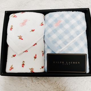 ポロラルフローレン(POLO RALPH LAUREN)の新品未使用　ラルフローレン　ギンガム　花柄　ウォッシュタオル　2枚(タオル/バス用品)