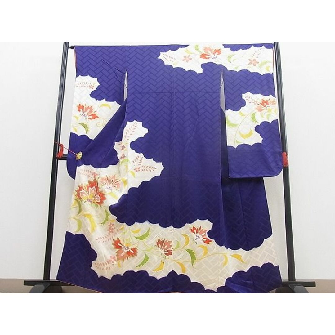 平和屋野田店■豪華振袖　駒刺繍　草花文　金彩　逸品　BAAC6801mz レディースの水着/浴衣(振袖)の商品写真