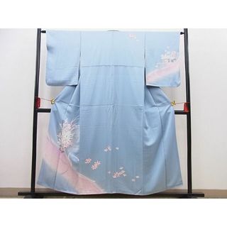 平和屋野田店■訪問着　手描き　草花文　暈し染め　銀彩　逸品　BAAC7432pk(着物)