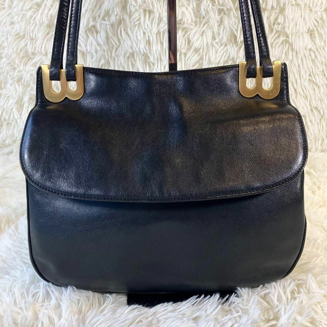 Bally(バリー)の【良品】BALLY バリー レザー 本革 ショルダーバッグ ロゴ金具 ブラック レディースのバッグ(ショルダーバッグ)の商品写真