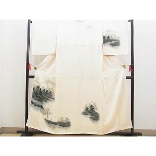 平和屋野田店■訪問着　手描き　遠山水辺風景文　暈し染め　逸品　BAAC0789hv(着物)