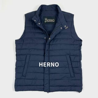 HERNO ヘルノ ナイロン ベスト ネイビー 紺 50 XL メンズ