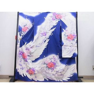 平和屋野田店■豪華振袖　牡丹孔雀羽文　暈し染め　銀彩　逸品　BAAC4576gh(振袖)