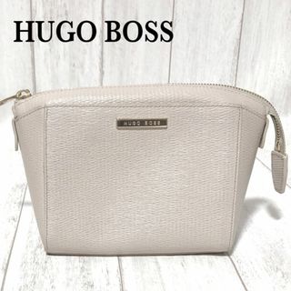 ヒューゴボス(HUGO BOSS)のヒューゴボス レザーポーチ HUGO BOSS 牛革 ベージュ(ポーチ)