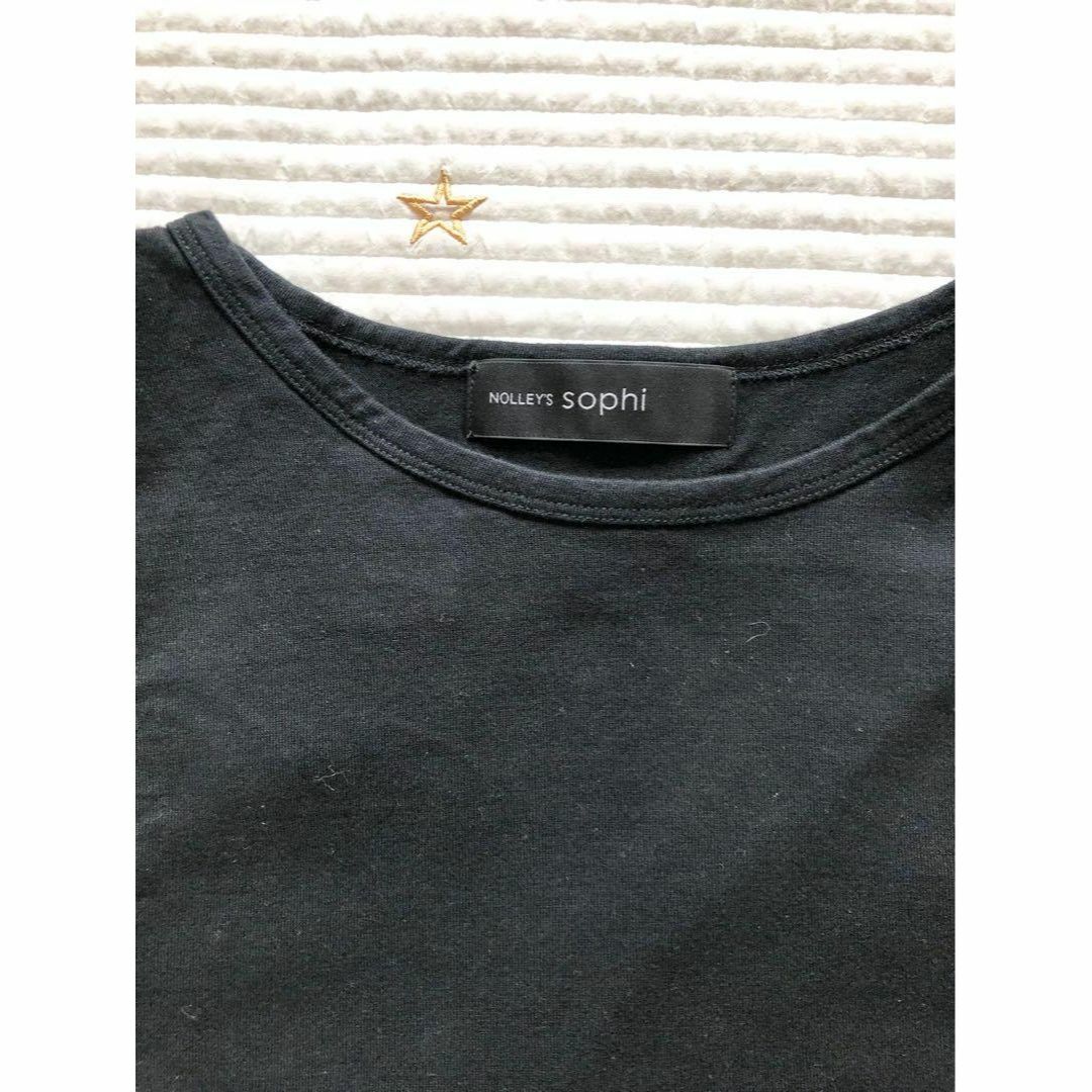 NOLLEY'S sophi(ノーリーズソフィー)のノーリーズソフィ ショルダー切替プチスリーブTシャツ ブラック 38 レディースのトップス(Tシャツ(半袖/袖なし))の商品写真