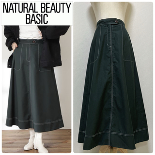 N.Natural beauty basic - N. NATURAL BEAUTY BASIC ステッチ入りフレアスカート