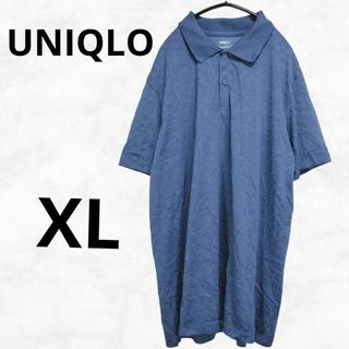 ユニクロ(UNIQLO)の【UNIQLO】 半袖ポロシャツ （XL）ブルー ユニセックス 透かしカモフラ(ポロシャツ)