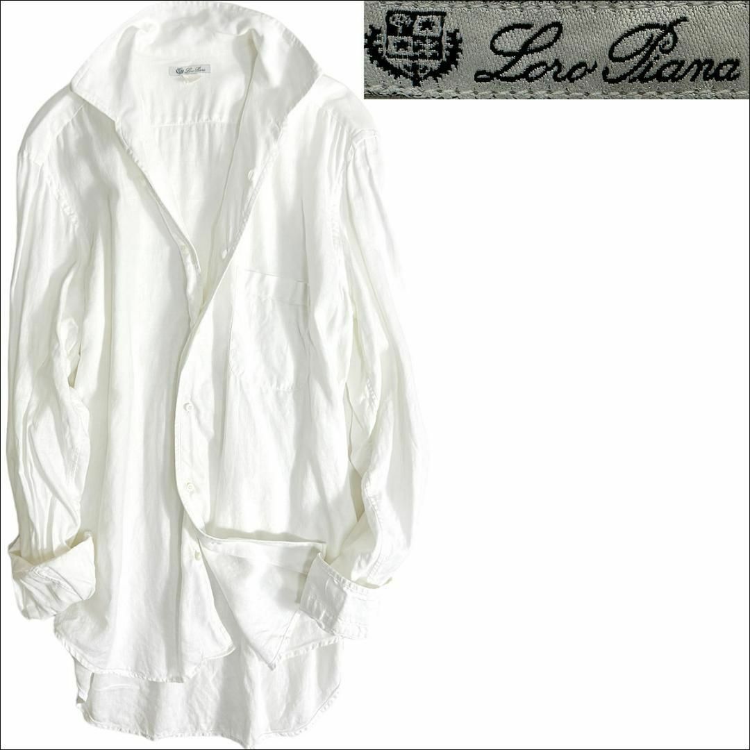 LORO PIANA(ロロピアーナ)のJ5055 美品 ロロピアーナ オーバーサイズリネンシャツ ホワイト L メンズのトップス(シャツ)の商品写真