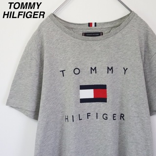 【デカロゴ刺繍】トミーヒルフィガー／Tシャツ　Lサイズ　オーガニックコットン