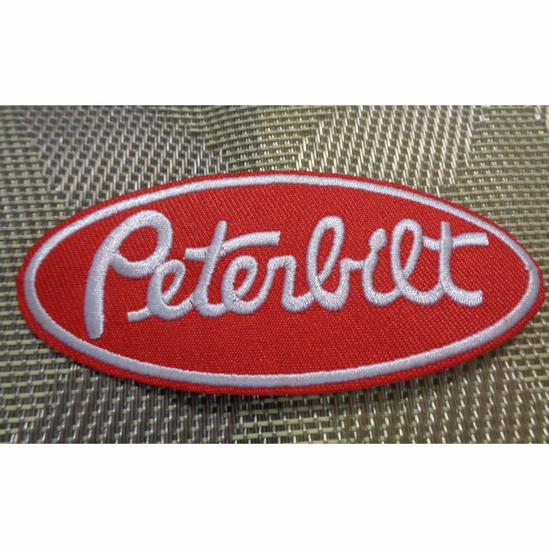 《赤白楕円Pb》新品◆ピータービルト・モータースPeterbilt 刺繍ワッペン ハンドメイドの素材/材料(各種パーツ)の商品写真